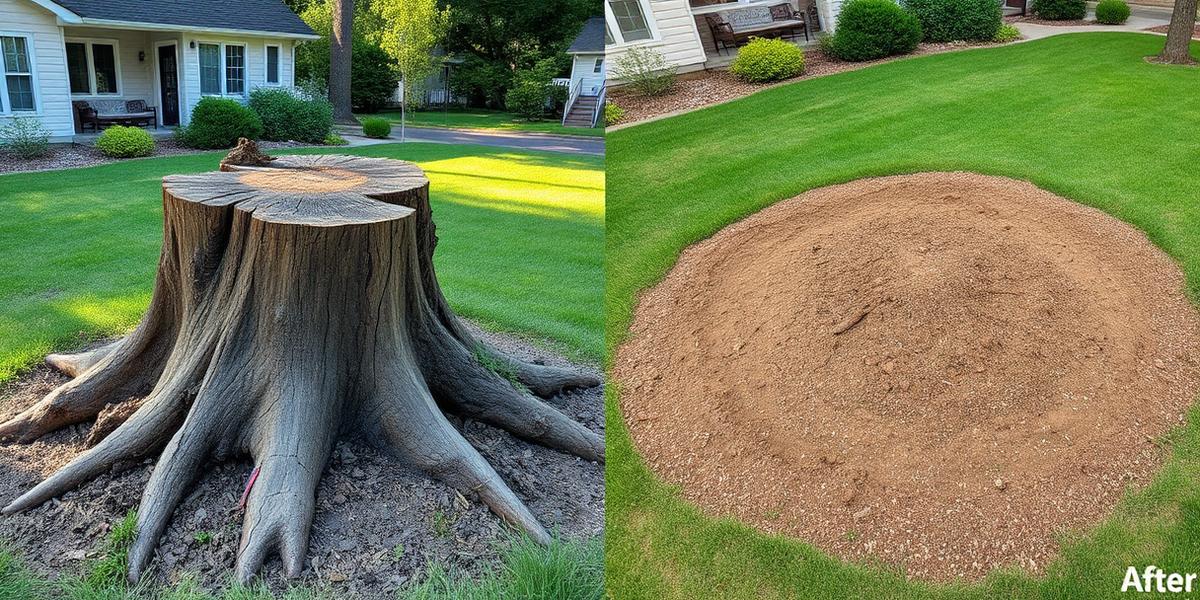 Before and after: Stump Grinding & Restoration in Plymouth, MN